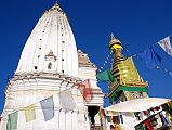 Kathmandu Swayambhunath 24 Anantapura Shikhara With Workers Whitewashing The Swayambhunath Stupa